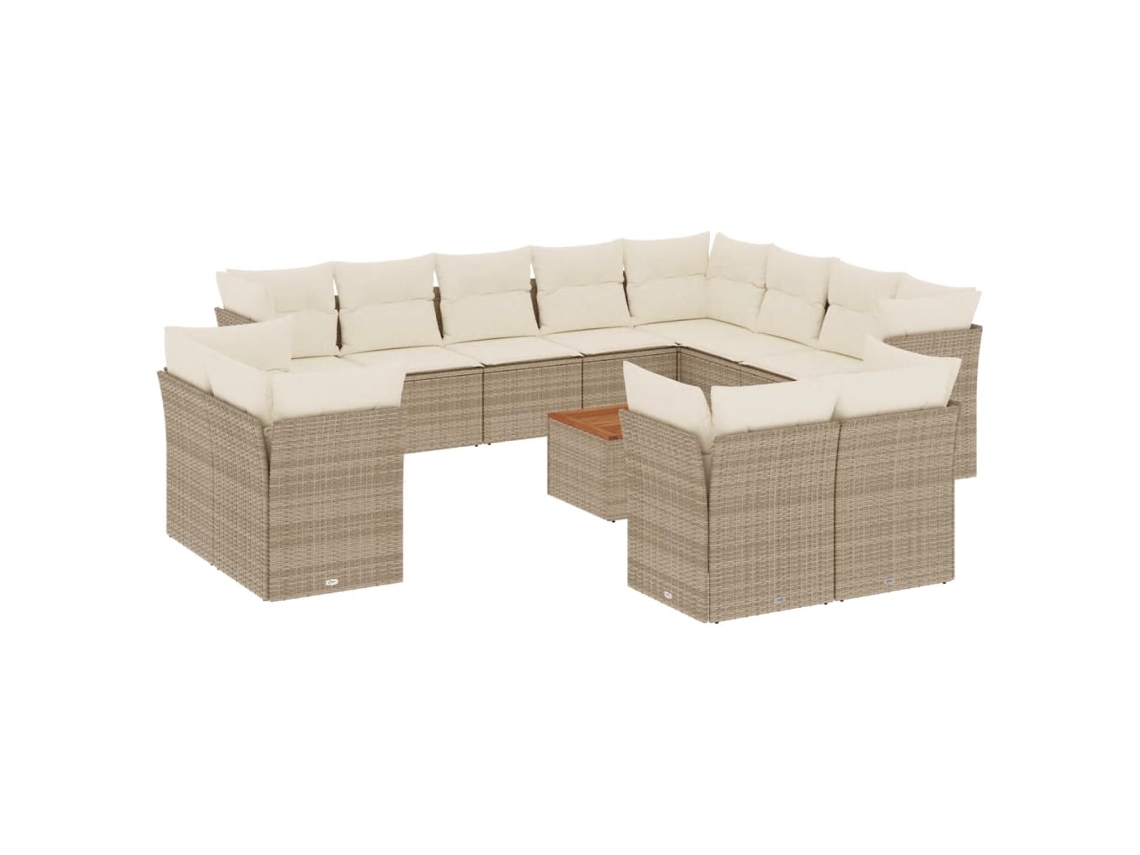 Maison Exclusive - Conjunto de sofá de jardín de 13 piezas con cojines de mimbre, color beige