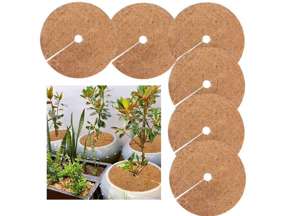 6 Discos De Acolchado Biodegradables Para Plantas En Maceta, Estera De Coco Para Protección Invernal, 20 Cm