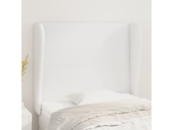 Cabecero Con Orejas De Cuero Sintético Blanco 83x23x118/128 Cm