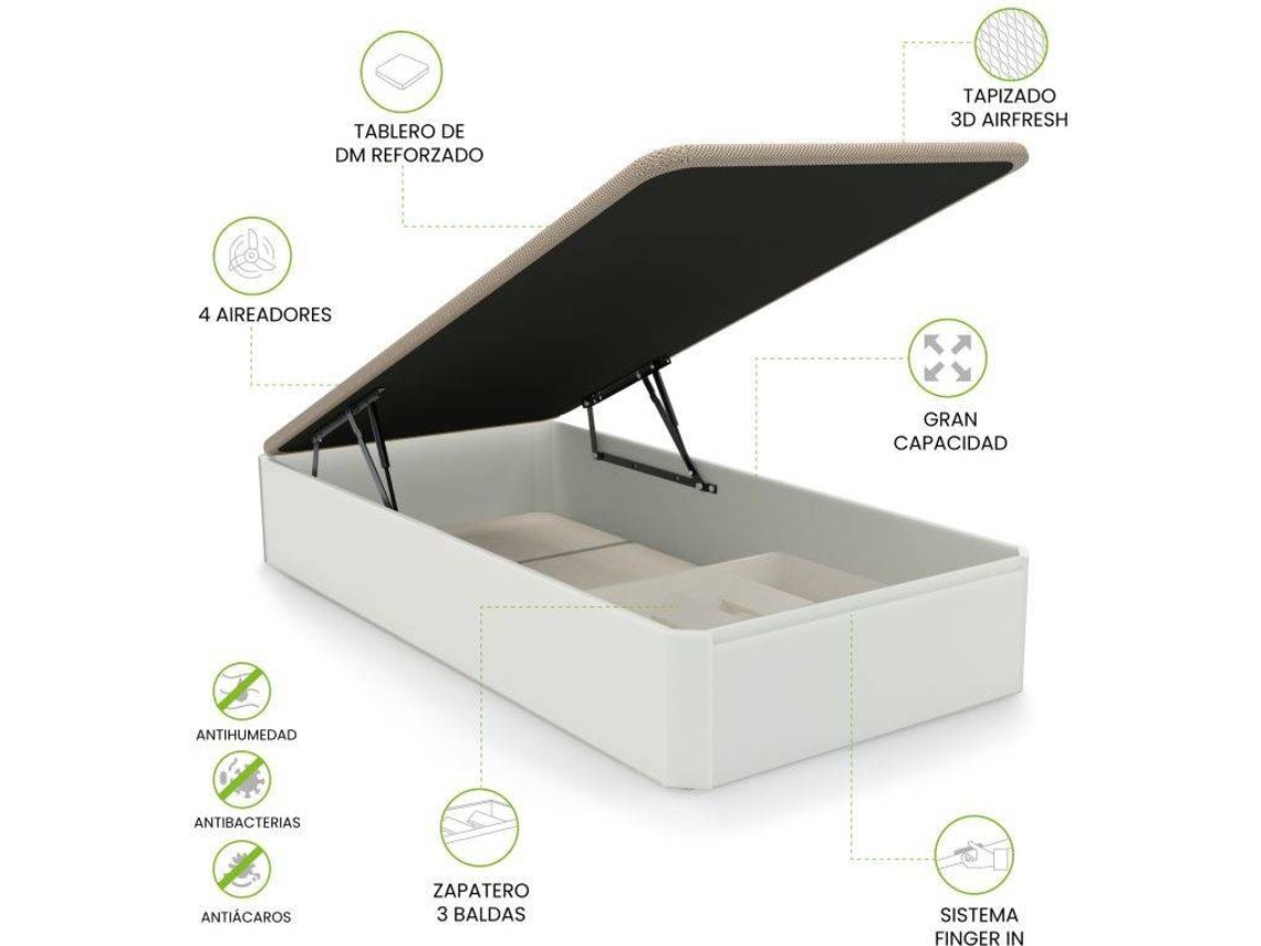 Base de almacenaje Luxury Plus 3D DUEHOME Blanco Ancho 90/135/150 cm