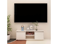 Mueble de Armario Tv 110X30X40 Cm Madera de Pino Maciza Blanco