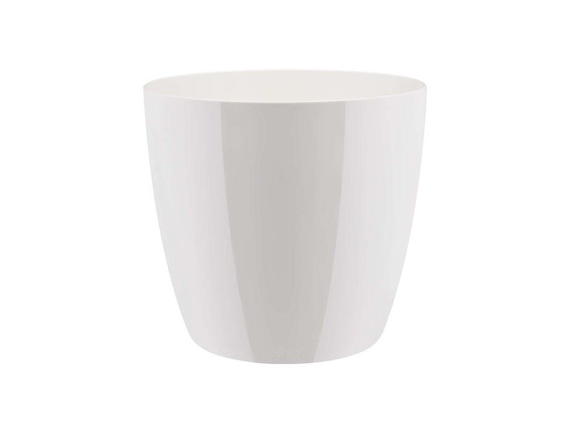 Jarrón redondo Brussels Diamond de 25 cm, color blanco Elho