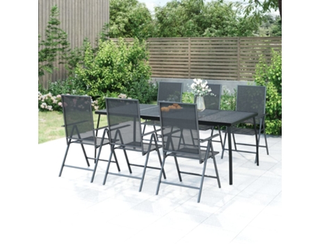 Conjunto 7 de comedor de jardín VIDAXL acero gris antracita