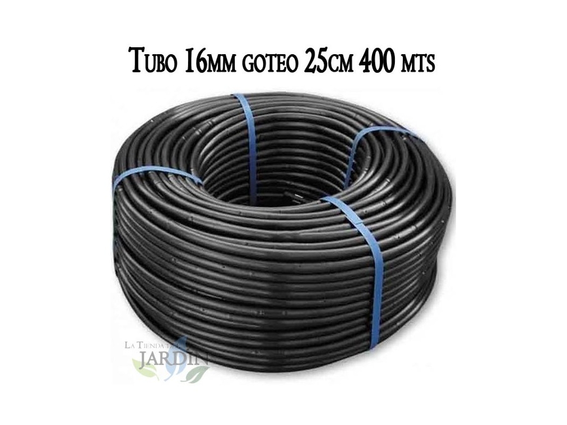 Tuberia Riego Por Goteo 16mm | Tubo Con Goteros Cada 25 Cm | Tuberia Goteo 16 Mm 400 Metros Negro Suinga