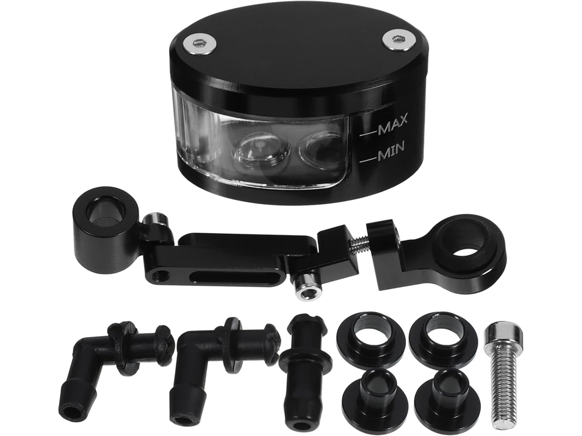 Depósito De Líquido De Frenos Para Motocicleta De Aleación De Aluminio Mecanizado Cnc Negro Con Soporte Para Accesorios...