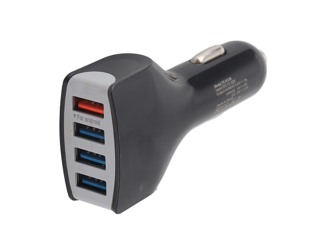 Cargador De Coche Con Socket, 4 Puertos Usb Qc 3.0, Cargador Rápido Para Teléfonos Móviles En Coche
