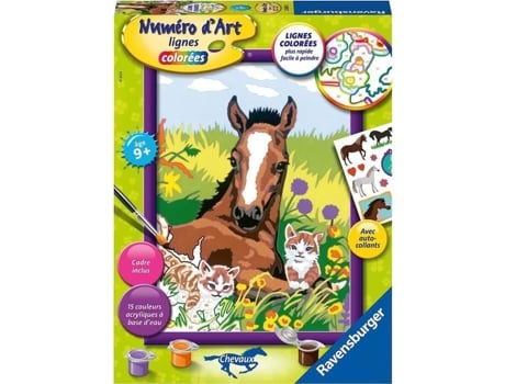 Número de arte do cavalo e dos gatinhos do meio - 00023600
