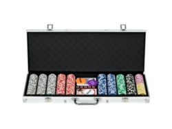 Set Casino Póker 500 Fichas Estuche Tapete 9-10 Jugadores Plata