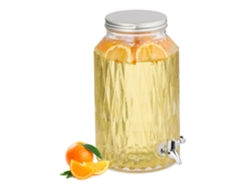 Relaxdays Dispensador De Bebidas, Recipiente Para Limonada 5 L, Diseño Romboidal, Grifo Y Tapa, De Cristal, Transparente