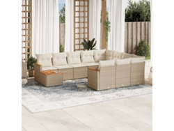 Conjunto de sofá de jardín de 11 piezas con cojines de mimbre beige DKD Home Decor