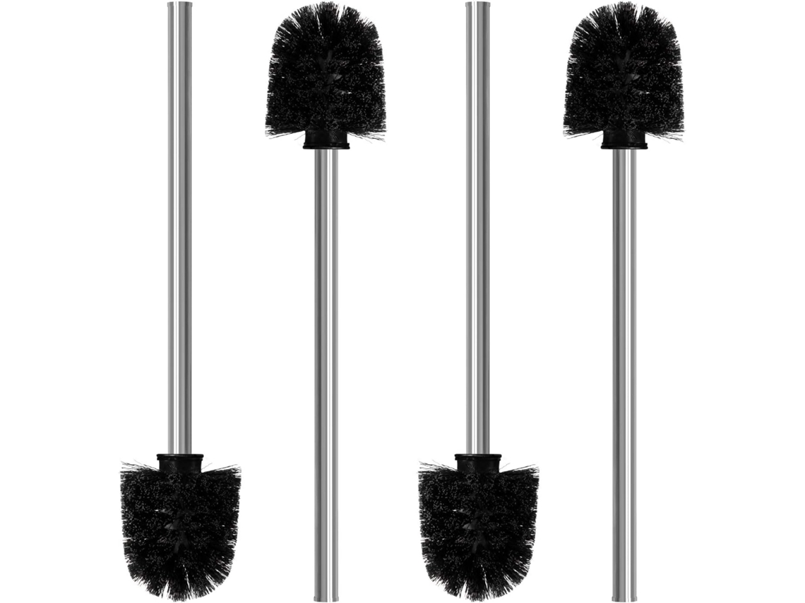 Juego de 4 escobillas de baño con mangos de acero inoxidable, 8 cm de diámetro, para una limpieza eficaz | Sin marca