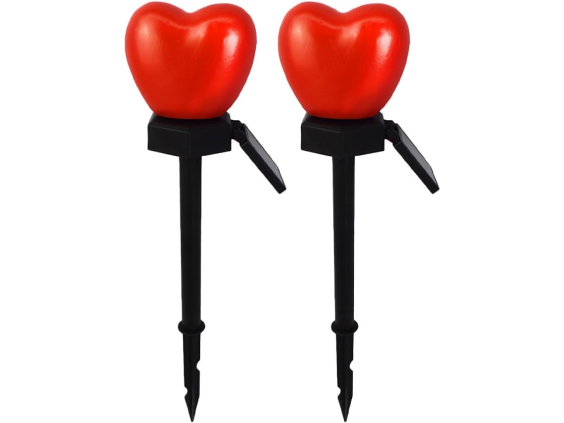 Luces Solares En Forma De Corazón, Juego De 2, Para Decoración De Patios Exteriores.