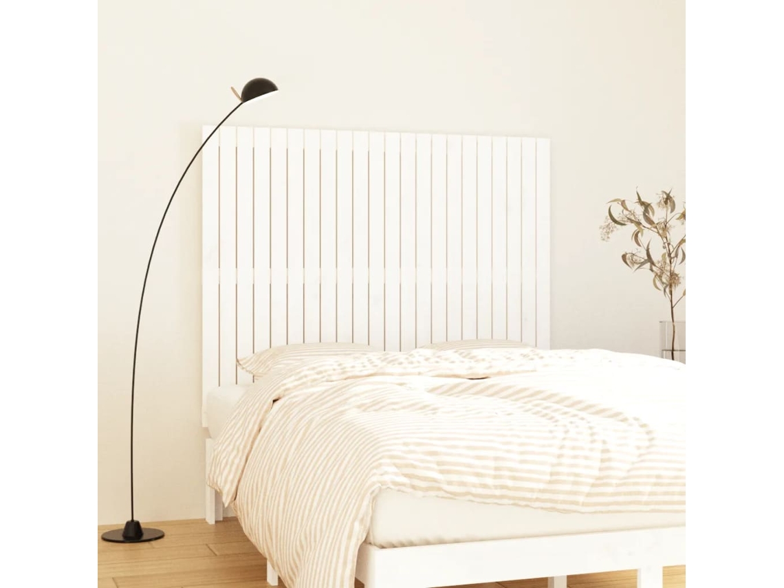 Cabecero De Cama De Pared Madera Maciza Pino Blanco 140x3x110cm