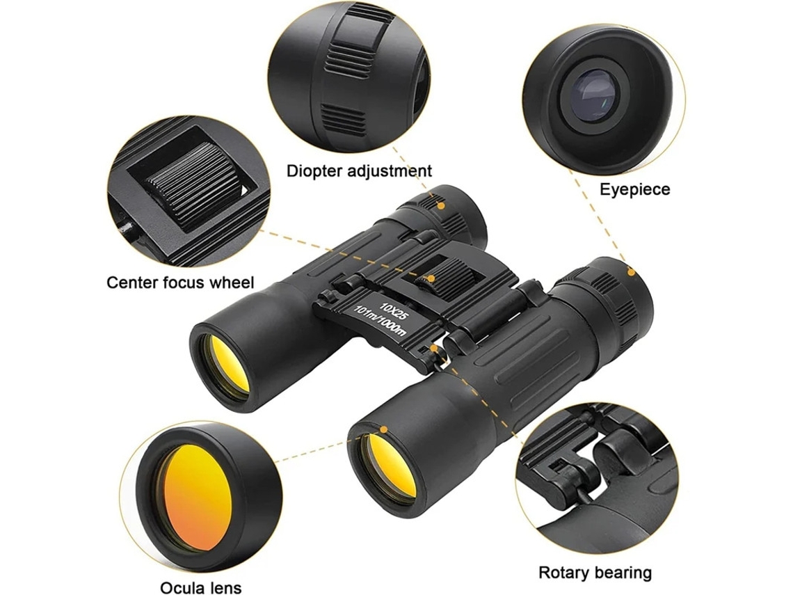 Binoculares compactos 10x25 Mini binoculares plegables ligeros para ópera, conciertos, viajes, senderismo y observación de aves Yizhood