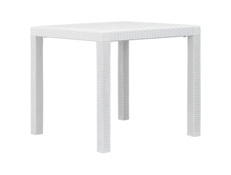 MAISON EXCLUSIVE Mesa de jardín de plástico aspecto ratán blanco 79x79x72 cm