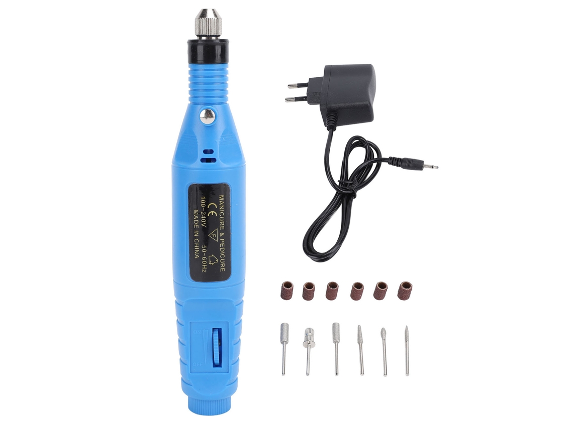 Kit Profesional De Lima De Uñas Eléctrica Con 6 Puntas, Taladro Portátil, Luz Led Y 20000 Rpm.