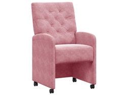 Juego de 2 sillas de comedor con ruedas de terciopelo rosa, 58x67x97 cm, EXCLUSIVA MAISON