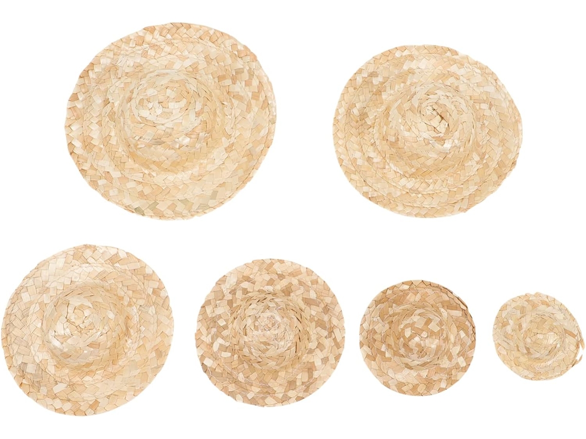 Sombreros 6 Mexicanos, Mini Muñecas, Manualidades, Piezas De Paja Trenzados, Para