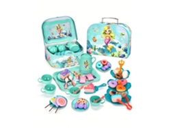 Juego de té de la tarde para niñas, juguete de té de la tarde con princesa sirena, juguete de vestir para fiesta de té Mdug