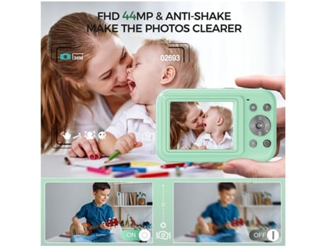 Cámara Digital para Niños Compacta VIGA EUROPE Dc406 Fdh Zoom 44Mp con Enfoque Automático 16X Pantalla 2 4 Pulgadas 8G- Verde