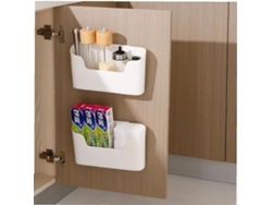 Juego de 2 cajas de almacenamiento de pared autoadhesivas, aptas para armario, baño y refrigerador, para artículos pequeños.