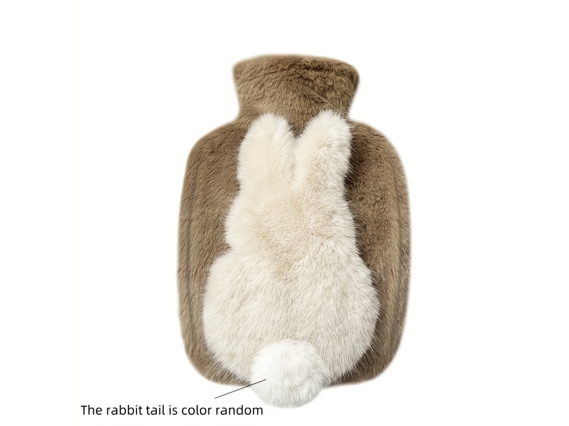 Adorable Bolsa De Agua Caliente De Pvc Con Forma De Cola De Conejo, Calentador De Manos De Felpa Gruesa, Funciona Con Corriente Eléctrica. E