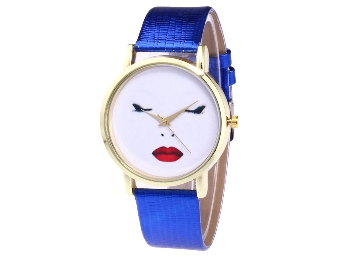 Reloj De Pulsera De Cuarzo Para Mujer Con Correa De Piel Sintética, Estilo Sencillo, Azul.