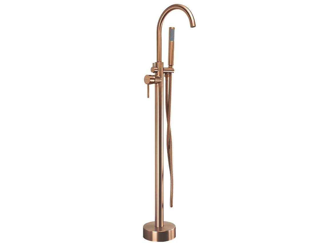 Grifo de baño de pie Rea Lungo Brush de cobre