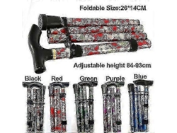 Bastón plegable ajustable de aluminio con diseño floral para senderismo y acampada; ayuda de movilidad duradera
