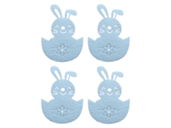 Organizador de cubiertos con diseño de conejito de Pascua, juego de 4 bolsas para guardar cubiertos, color blanco.