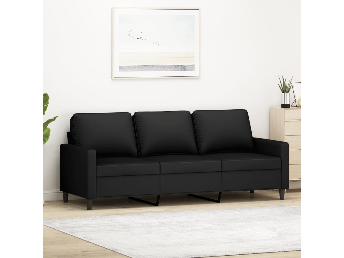Sofá De 3 Plazas Terciopelo Negro 180 Cm