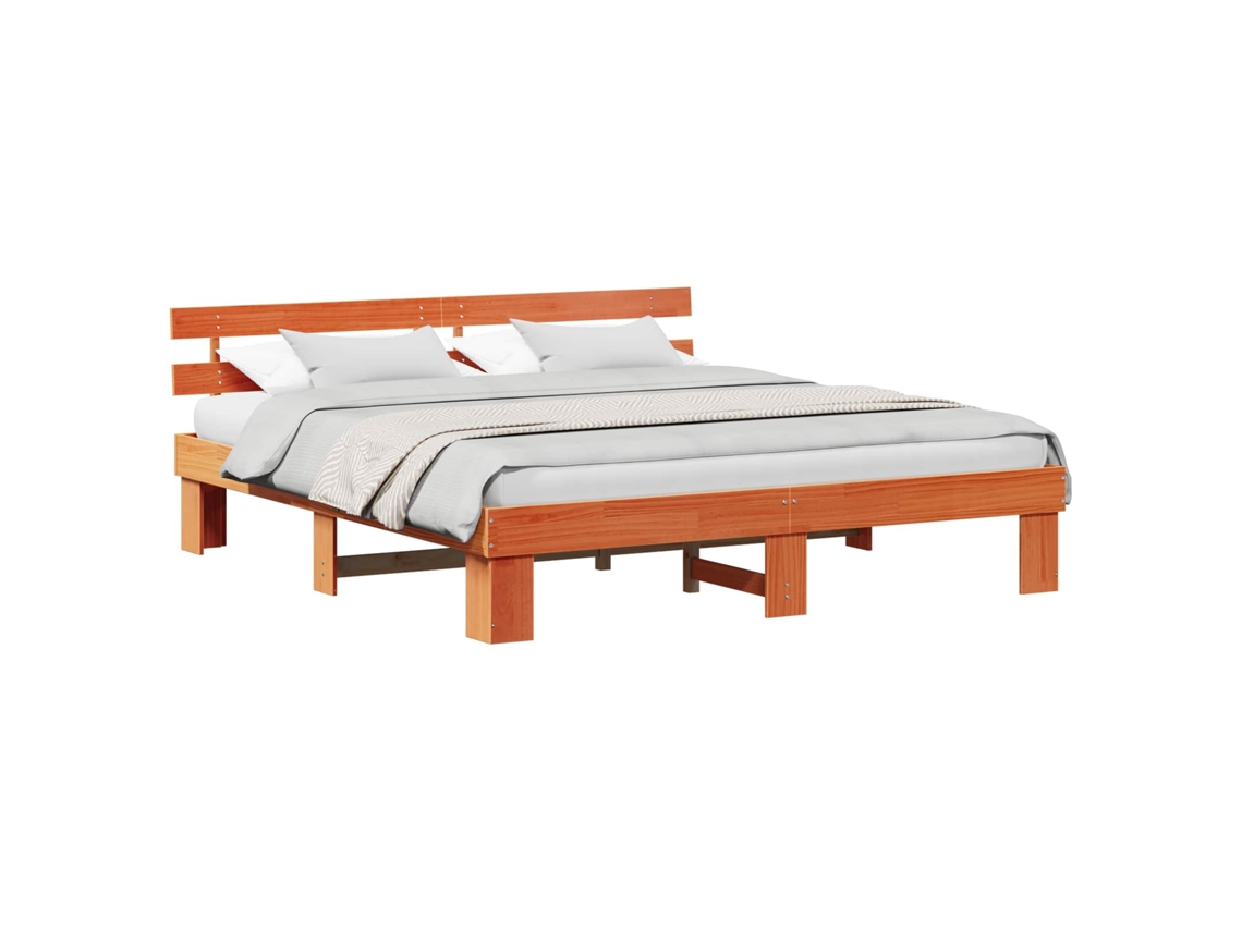 Maison Exclusive - Estructura De Cama Con Cabecera Marrón Cera 180 X 200 Cm