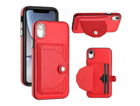 Funda Mobile Phone Cases Shockproof With Card para iPhone XR Piel Marrón