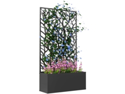 Floreira Metal Ecrã Privacidade Ramos Decorativos 61x23x113cm Preto