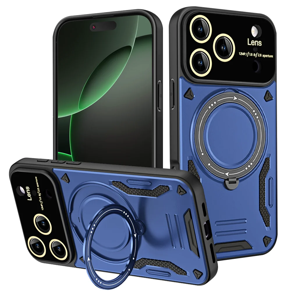 (azul, Iphone 16e) Funda Magnética Giratoria De 360° A Prueba De Caídas Para Teléfono, Protector De Lente Y Cámara