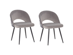 Conjunto de 2 cadeiras modernas BELIANI Vivian de Veludo Cinzento 52x56x77