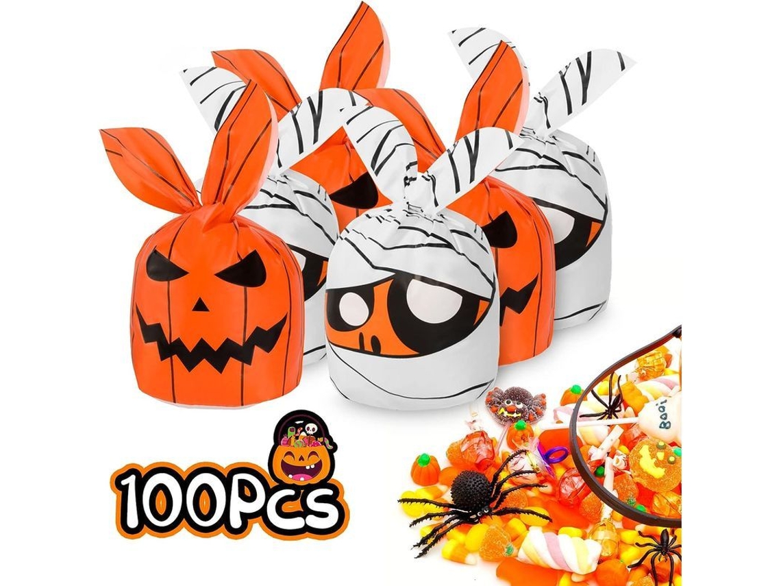 100 Bolsas De Dulces De Halloween Para Fiestas, Bolsas De Regalo Para Dulces, 13 X 22 Cm