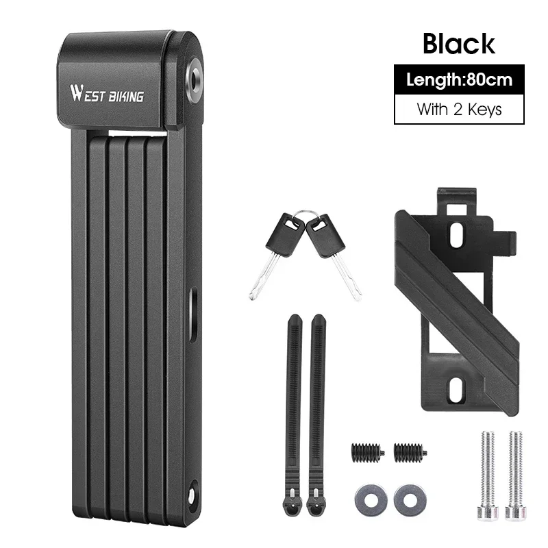 Candado Plegable Para Bicicleta (80 Cm, Negro), Portátil, Seguro Y Antirrobo, Apto Para Motocicletas Y Bicicletas Eléctricas.