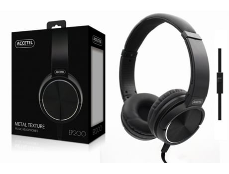 Auriculares con Cables ACCETEL EP200 (On Ear - Micrófono - Negro)