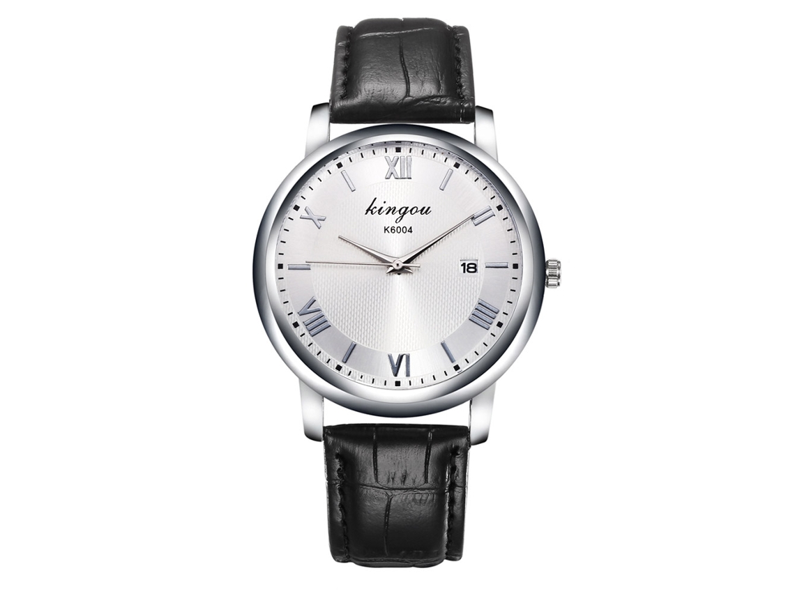Reloj De Moda Para Hombre Con Correa De Piel Sintética, Esfera Grande, Números Romanos, Diseño De Cuarzo Para Negocios.