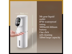 Dispensador de jabón automático MDUG con pantalla LED recargable y 5 configuraciones (modelo de espuma blanca)
