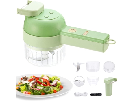 Juego de cortador de verduras eléctrico portátil 4 en 1, mini cortadora y picadora de alimentos para cocina, molinillo inalámbrico multifuncional, ...