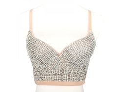 2026-top Crop Corset Sexy Para Mujer Con Encaje Y Piedras, Brassier Push Up Con Tirantes Ajustables 38c Naranja