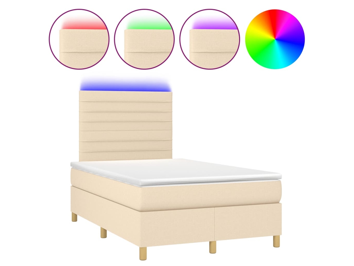 Maison Exclusive - Cama Box Spring Con Colchón Y Led Tela Crema 120x200 Cm