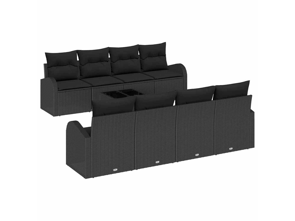 Maison Exclusive - Conjunto De Sofá De Jardín 9 Pcs Negro Ratán Sintético