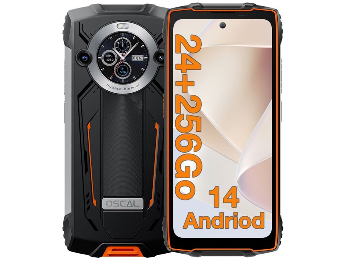 Smartphone OSCAL Pilot2 Robusto 256Gb 6 5 120Hz 50Mp 8800Mah Celular Ip68 Nfc Gps Dual Sim Naranja