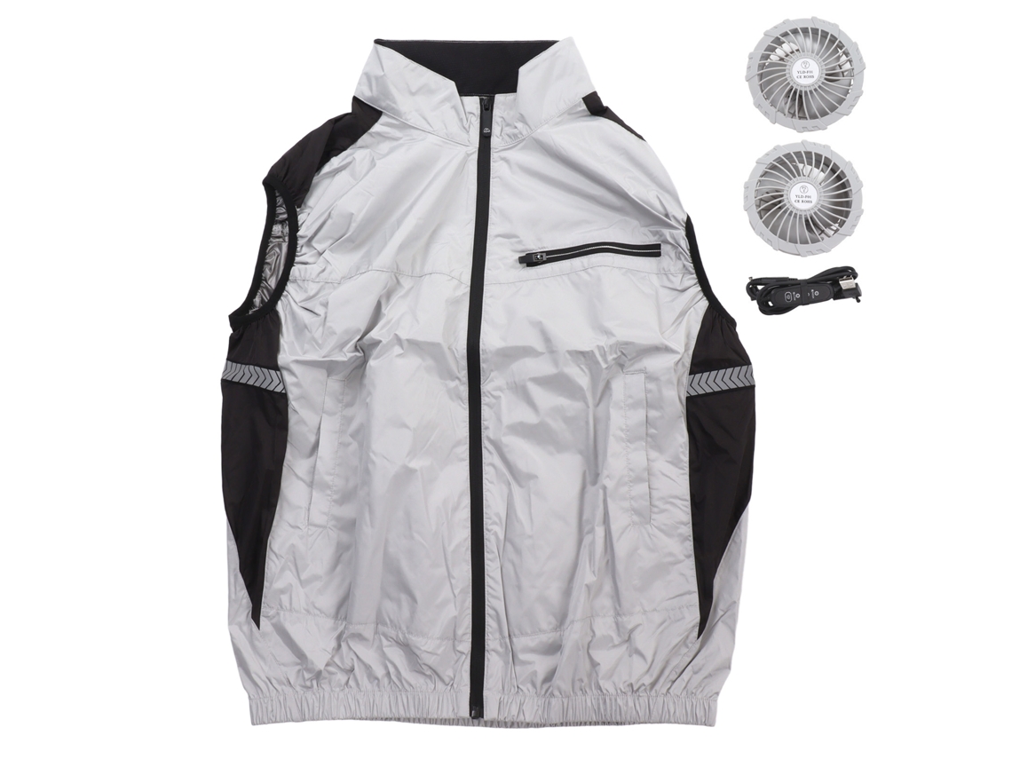 Chaleco Transpirable, Resistente A Los Rayos Uv, Agradable Para La Piel, Con Control De Temperatura Y Ventilador Para Senderismo Y Trabajo, Talla Xl, Gris Claro.