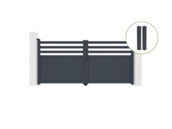 Puerta abatible 3m NEVIS H.140cm aluminio gris 2 postes 20x20cm H.166cm CASANOOV