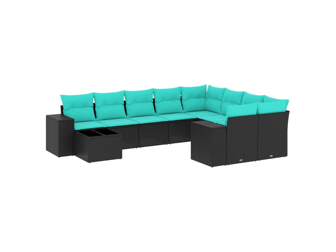 Maison Exclusive - Conjunto De Sofá De Jardín De 10 Piezas Con Cojines, De Poliratán Negro