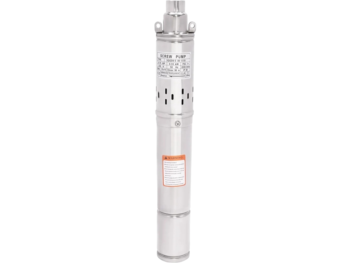 Bomba de pozo profundo con potencia de 550 W y construcción de acero inoxidable, color plata, OEM